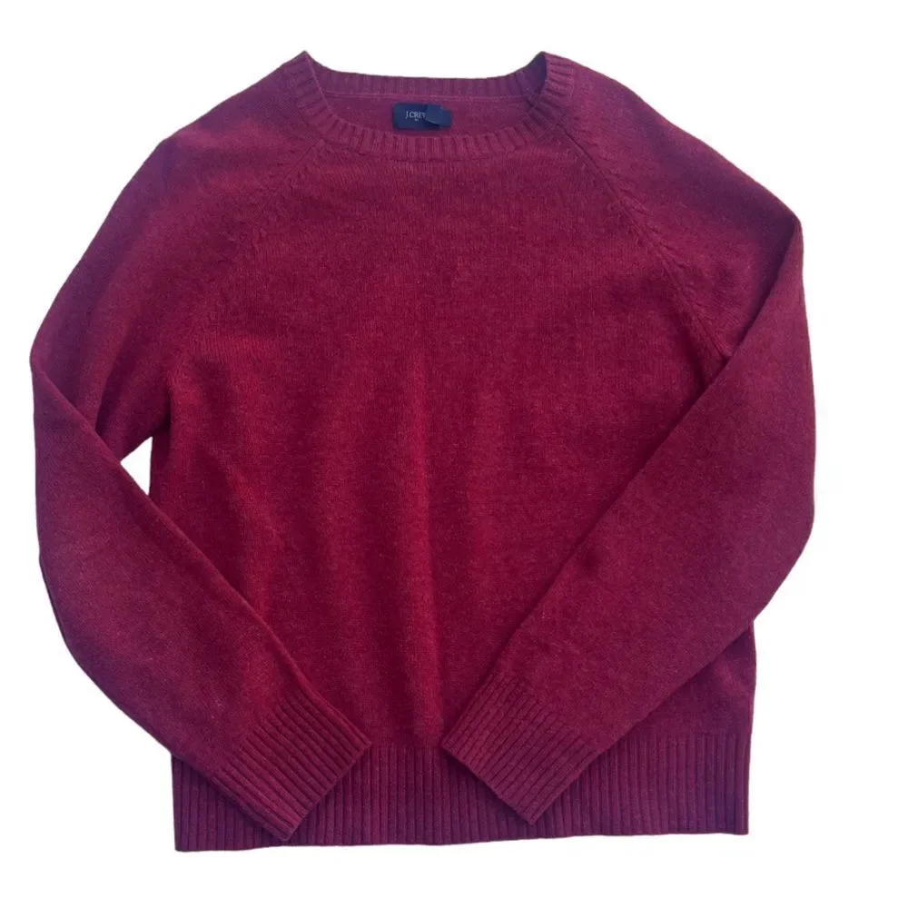 J.CREW Factory Women’s 100% Lambs Wool Red Long Sleeve Crewneck Sweater Size S